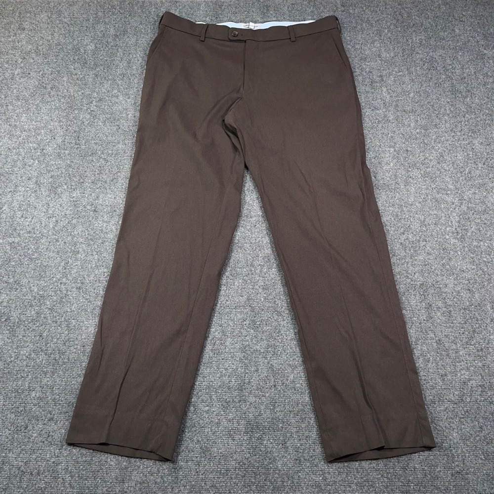 Peter Millar EB66 Highland Performance Pants Mens 35x34 Flat Front Brown Luxury